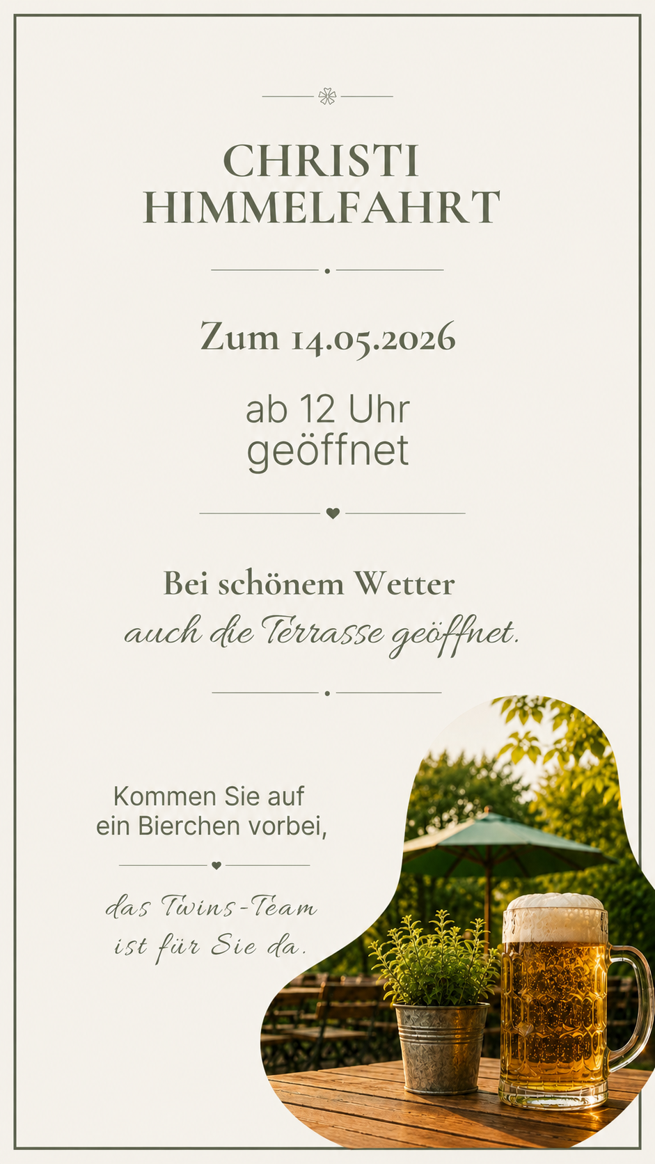 Himmelfahrt Hinweis